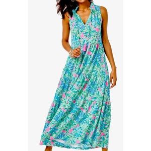 Lilly Pulitzer NWT Malone Maxi Soleil Pink Good Hare Day 🦄 Size Large